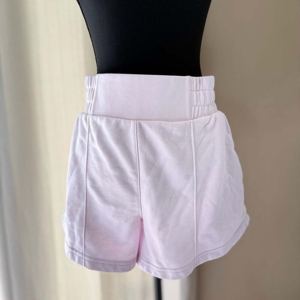 Adidas Light Pink High-Waisted Sweat Shorts Size L